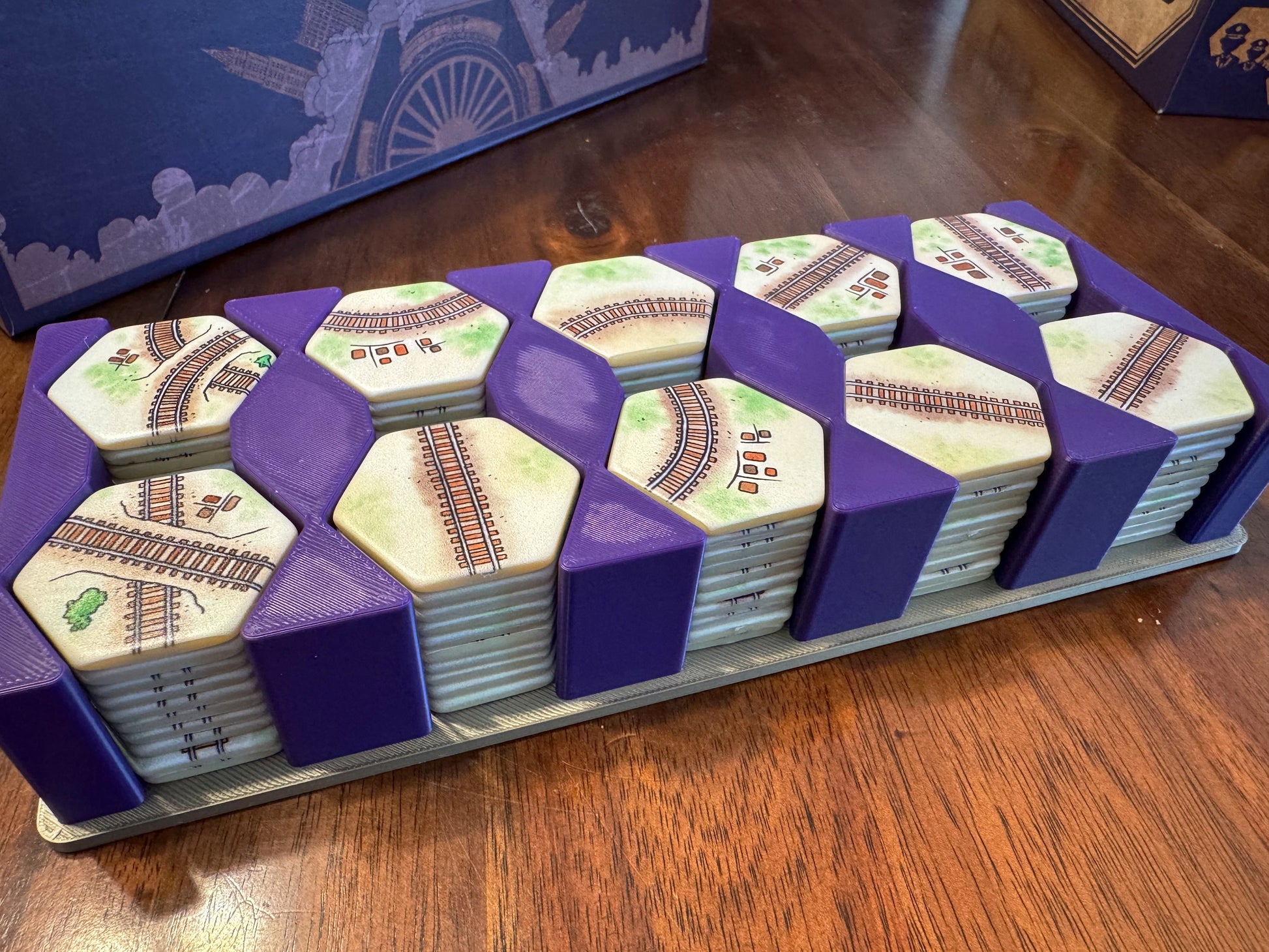 Steam Power Deluxe Insert by KreativLayers, showcasing compartments and organization for board game components.