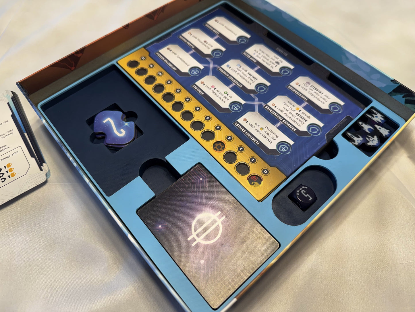 Board game organizer for Age of Galaxy (Second Edition) by KreativLayers, featuring compartments and trays for game components.