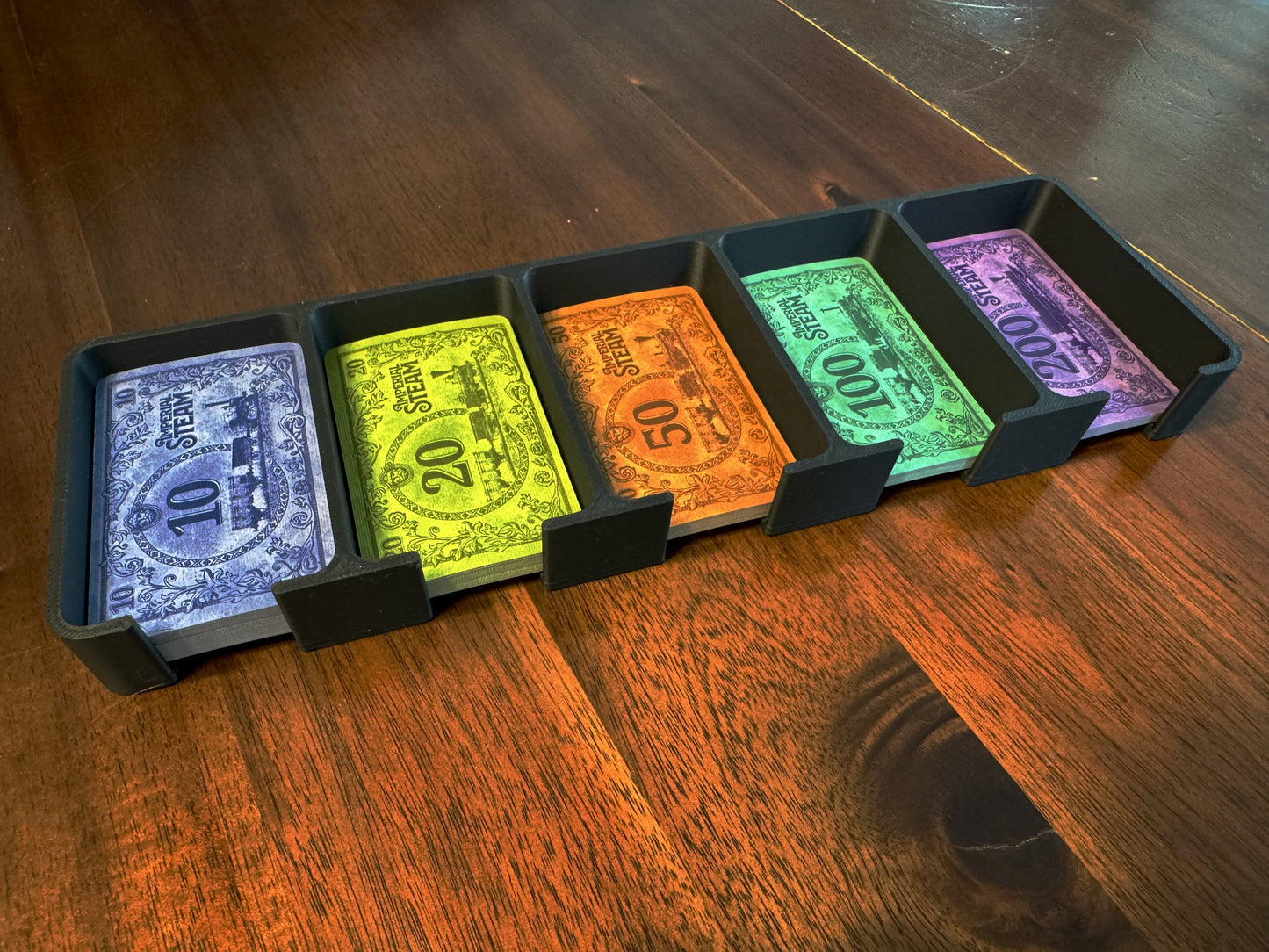 Imperial Steam Insert by KreativLayers, a wooden board game organizer with compartments for game pieces and cards.