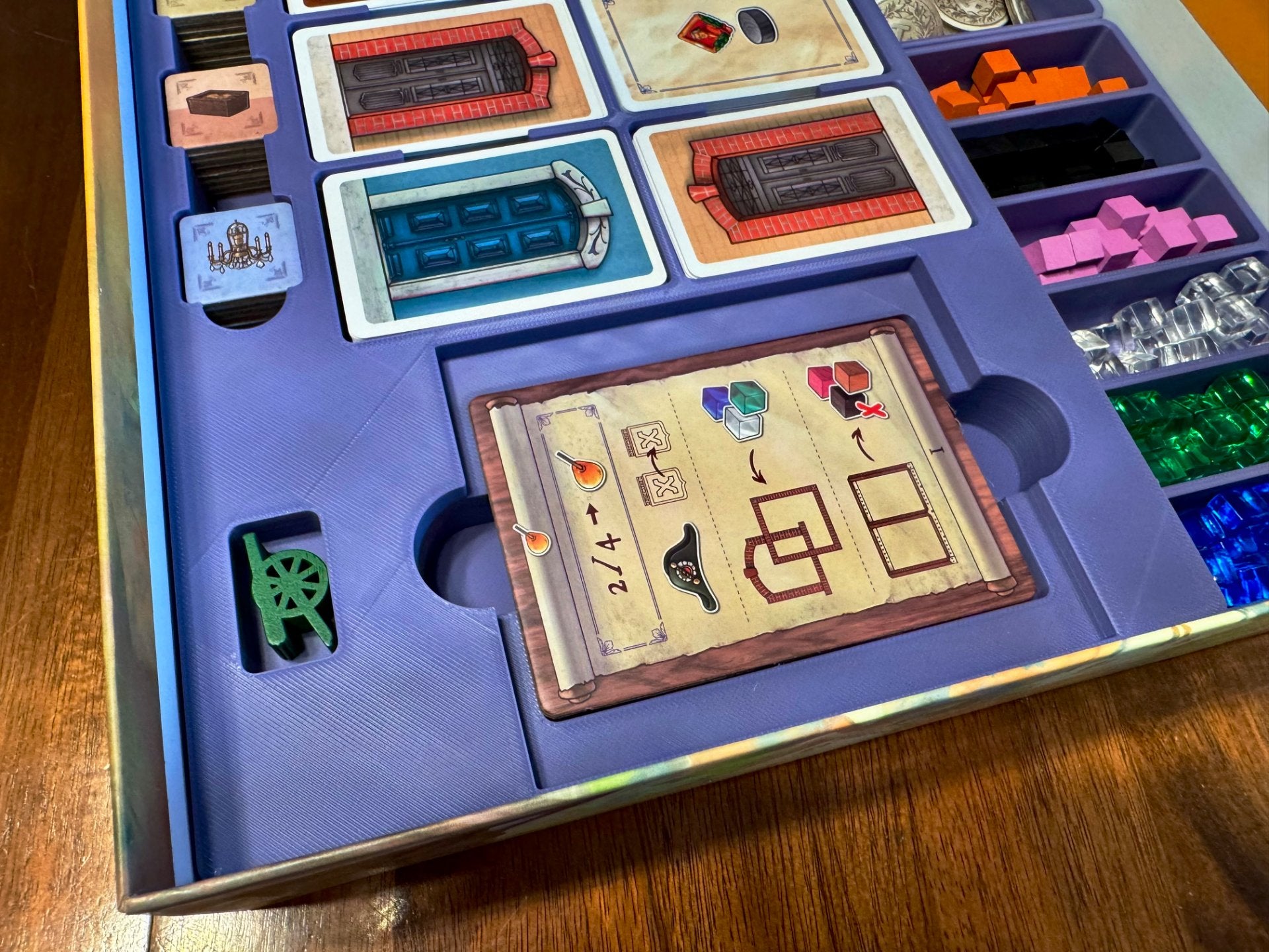 KreativLayers Stephens Board Game Insert, brown organizer designed to neatly store game components and pieces.