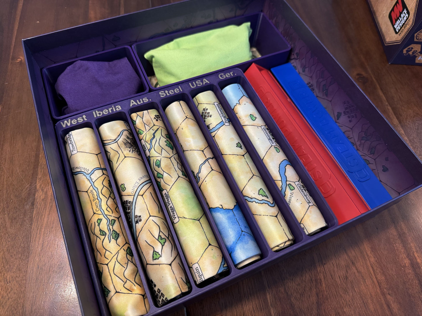 Steam Power Deluxe Insert by KreativLayers, featuring compartments for efficient board game organization and storage.