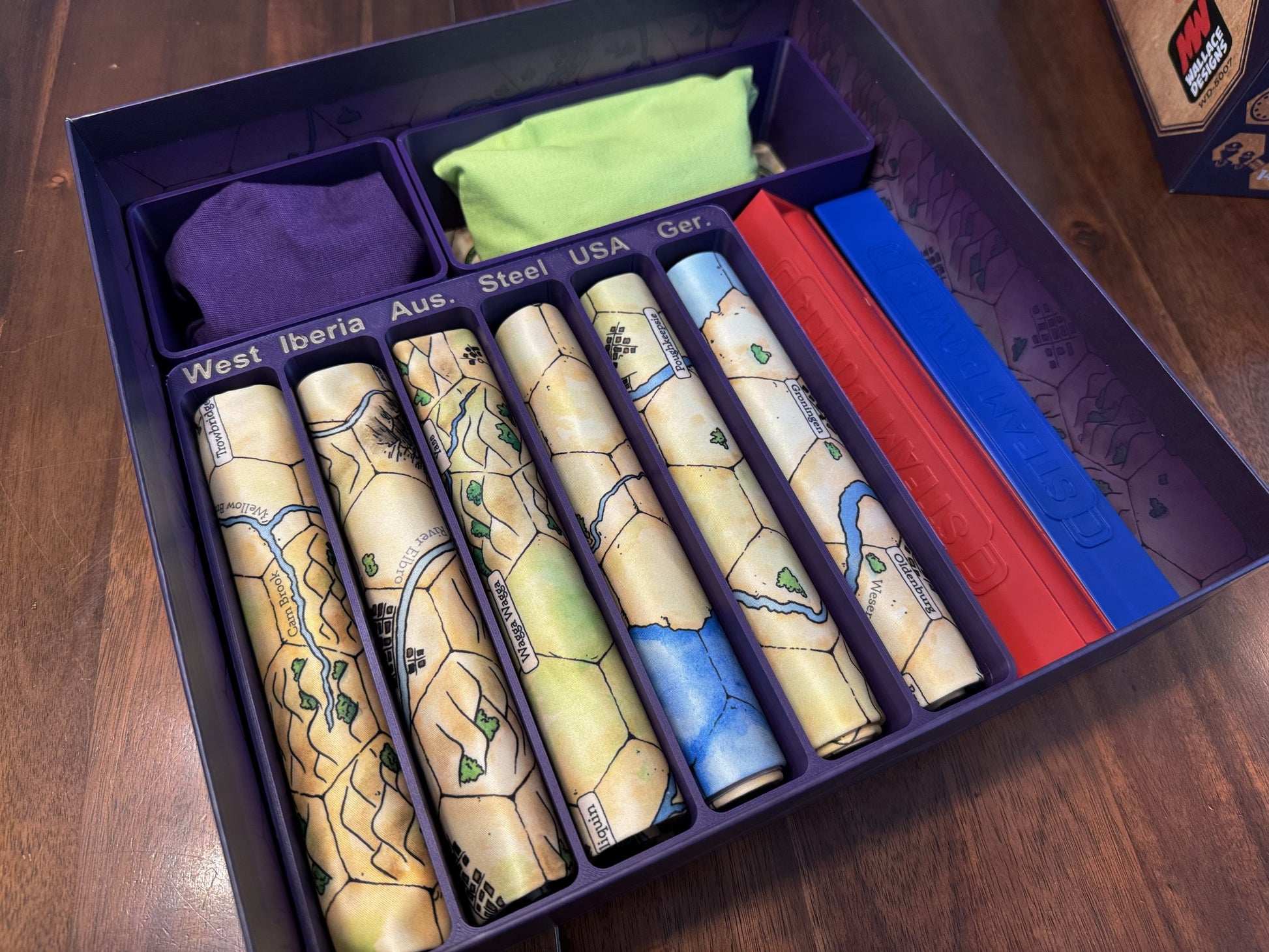 Steam Power Deluxe Insert by KreativLayers, featuring compartments for efficient board game organization and storage.