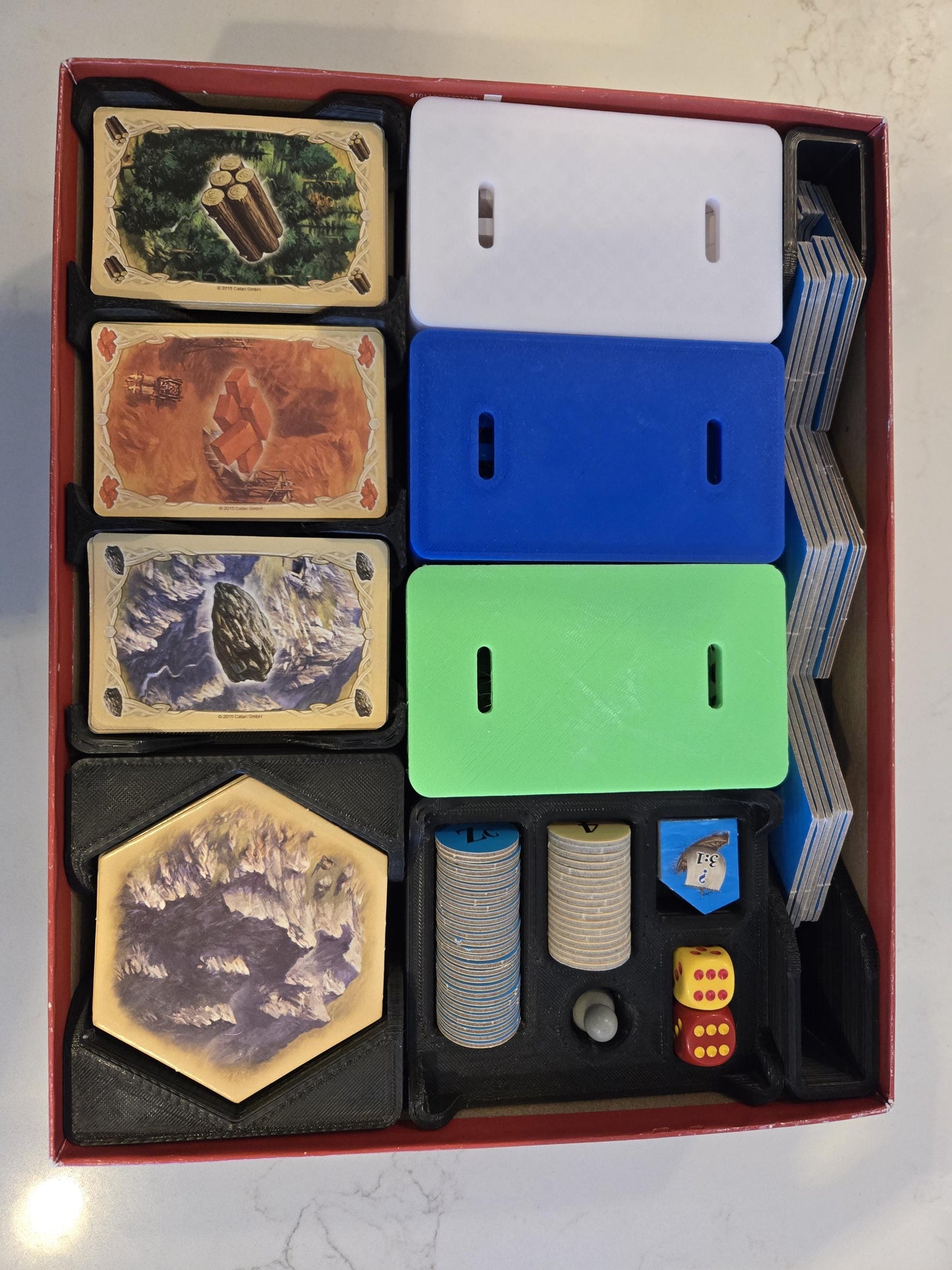 Settlers of Catan Game Organizer with 5-6 Player Expansion - Improved Version with Lids - Using Solar Power with Bambu Lab 3D Printers