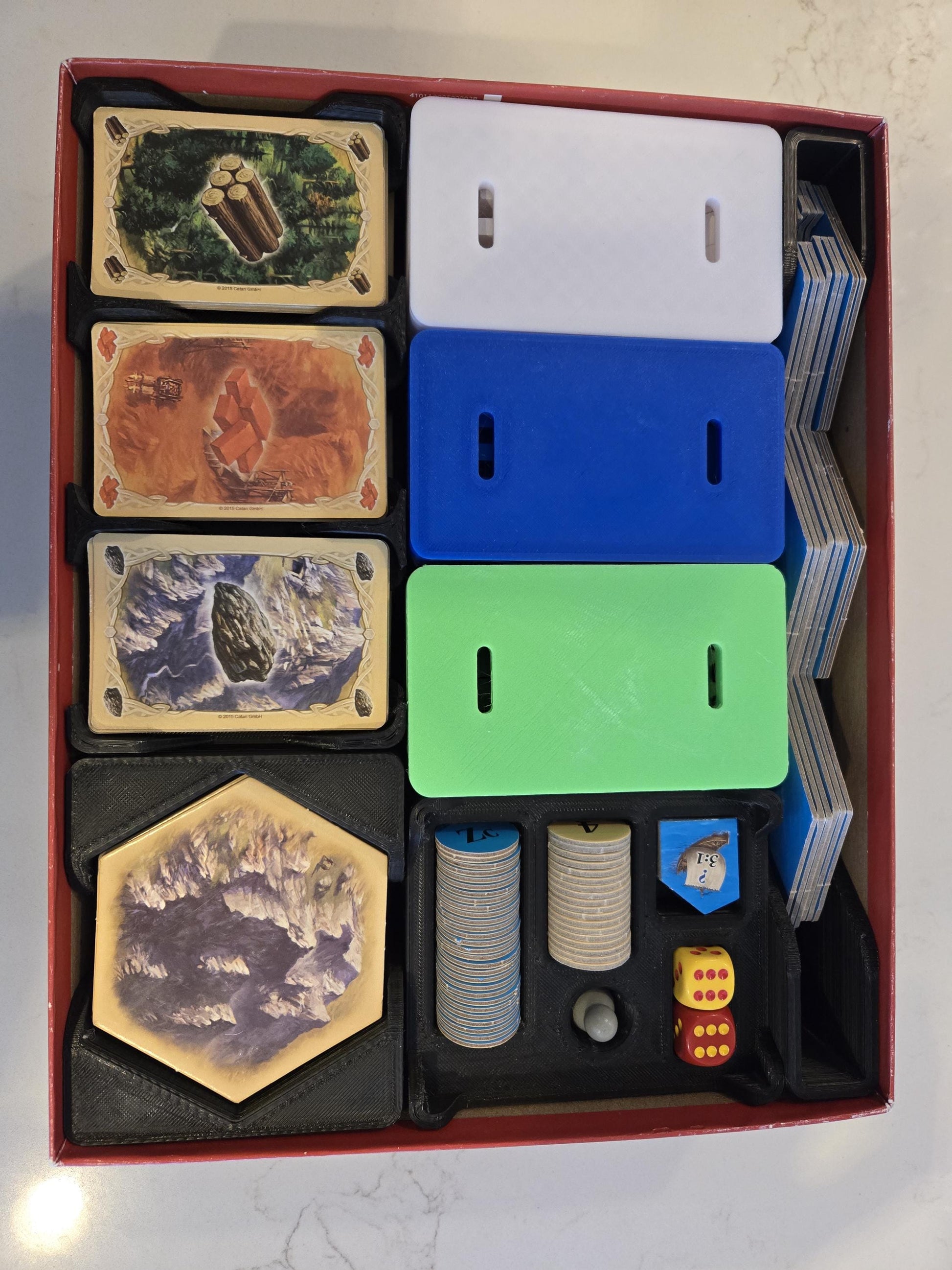 Settlers of Catan Game Organizer with 5-6 Player Expansion - Improved Version with Lids - Using Solar Power with Bambu Lab 3D Printers