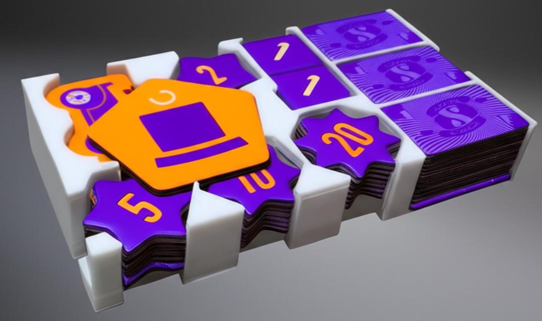 Scout Card Game Improved Token Organizer Insert - Using Solar Power, Sustainable Material and HiTech Bambu Lab Printer Setup