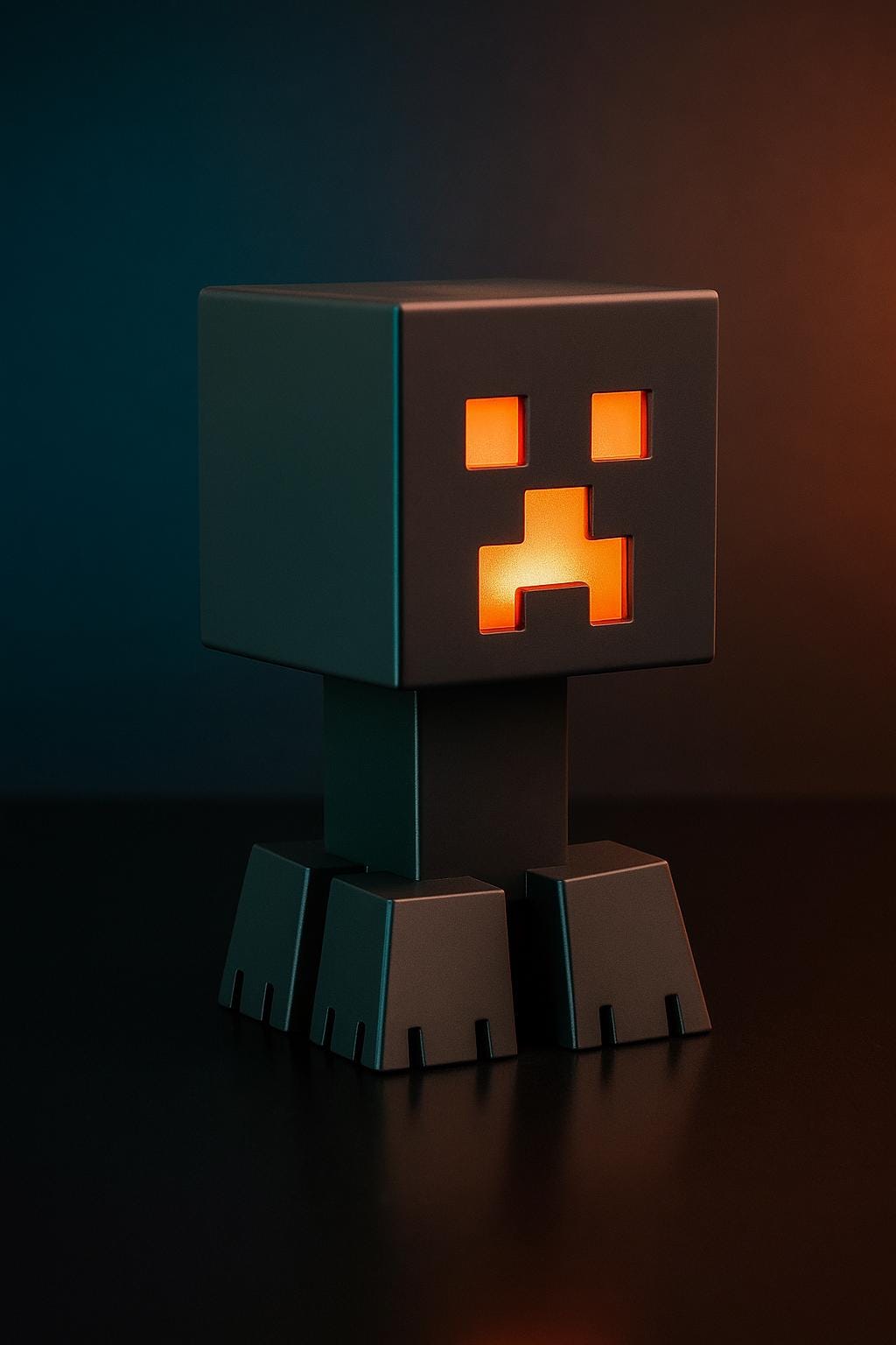 3D printed blocky figurine with glowing orange face, tabletop game organizer accessory from KreativLayers
