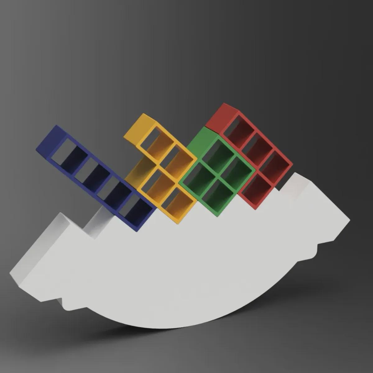 Colorful 3D printed board game organizer with modular sections, tabletop storage by KreativLayers