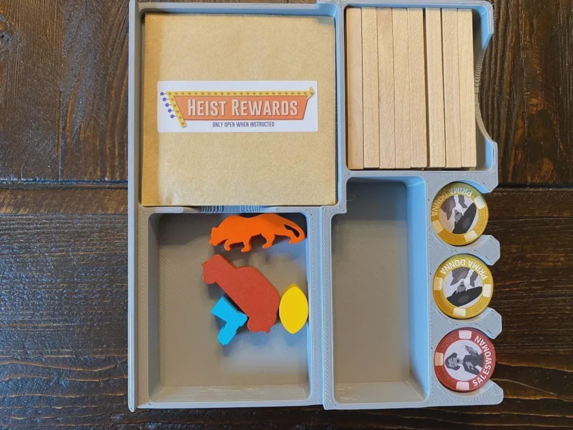 Burgle Bros. 2 Board Game Organizer - Made Using Solar Power and Sustainable Materials