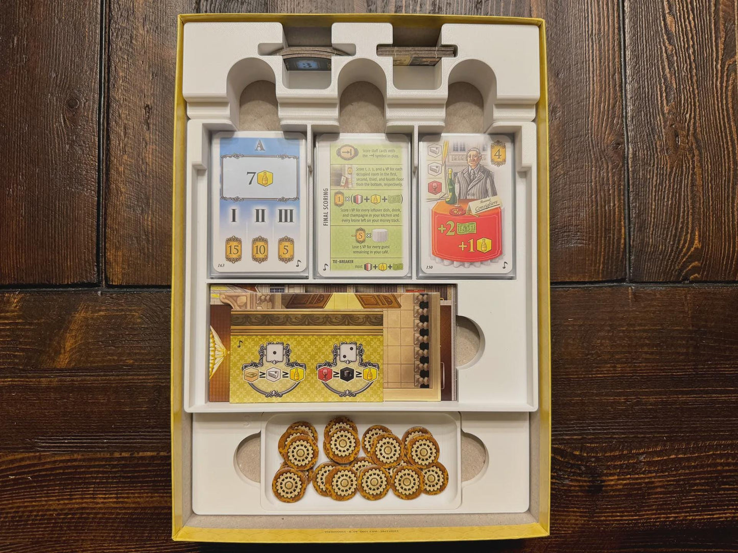 Grand Austria Hotel and Let's Waltz Insert / Organizer - Holds Meeple Source Food Upgrades Made using Solar Power