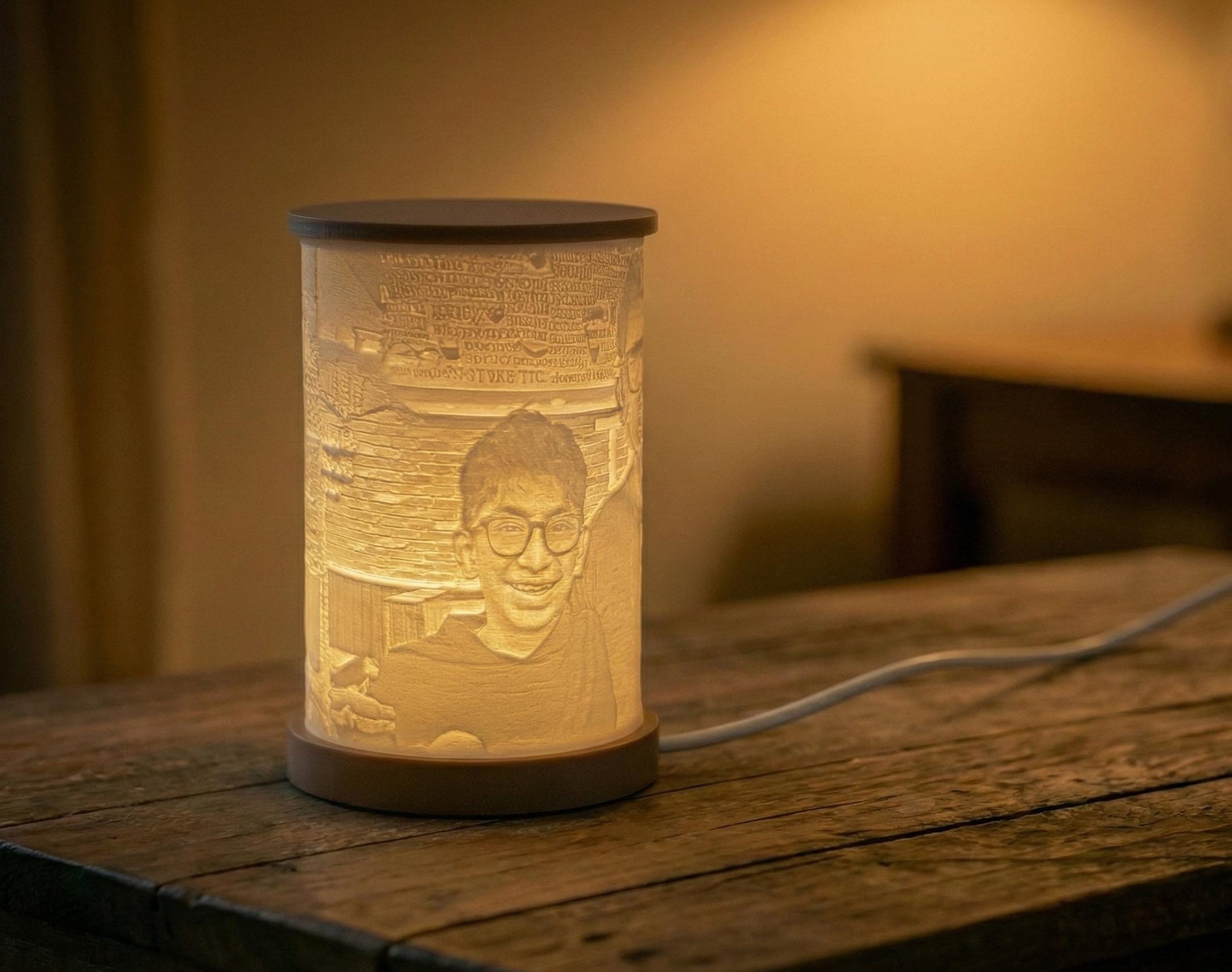 7" Tall Personalized Custom Made Lithophane Photo Lantern Lamp (Big Size)