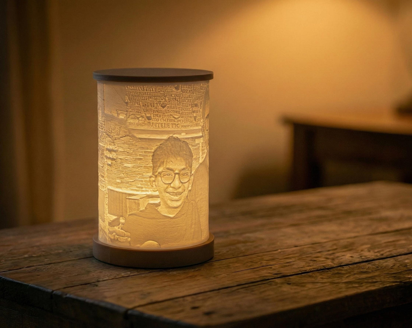 7" Tall Personalized Custom Made Lithophane Photo Lantern Lamp (Big Size)