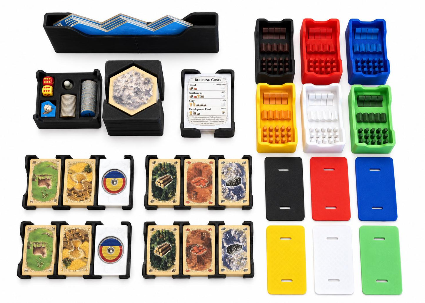 Settlers of Catan Game Organizer with 5-6 Player Expansion - Improved Version with Lids - Using Solar Power with Bambu Lab 3D Printers