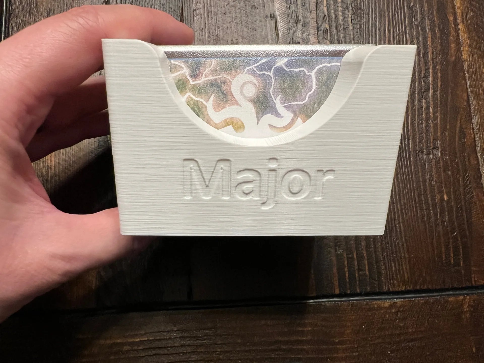 3D printed Major card organizer for board games on wooden table by KreativLayers